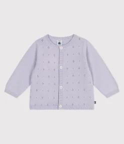 Petit Bateau Pullover, Cardigans*Baby-Cardigan aus einfarbigem Baumwollstrick violett PARME