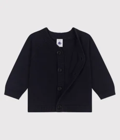 Petit Bateau Pullover, Cardigans*Baby-Cardigan aus einfarbiger Baumwolle blau SMOKING