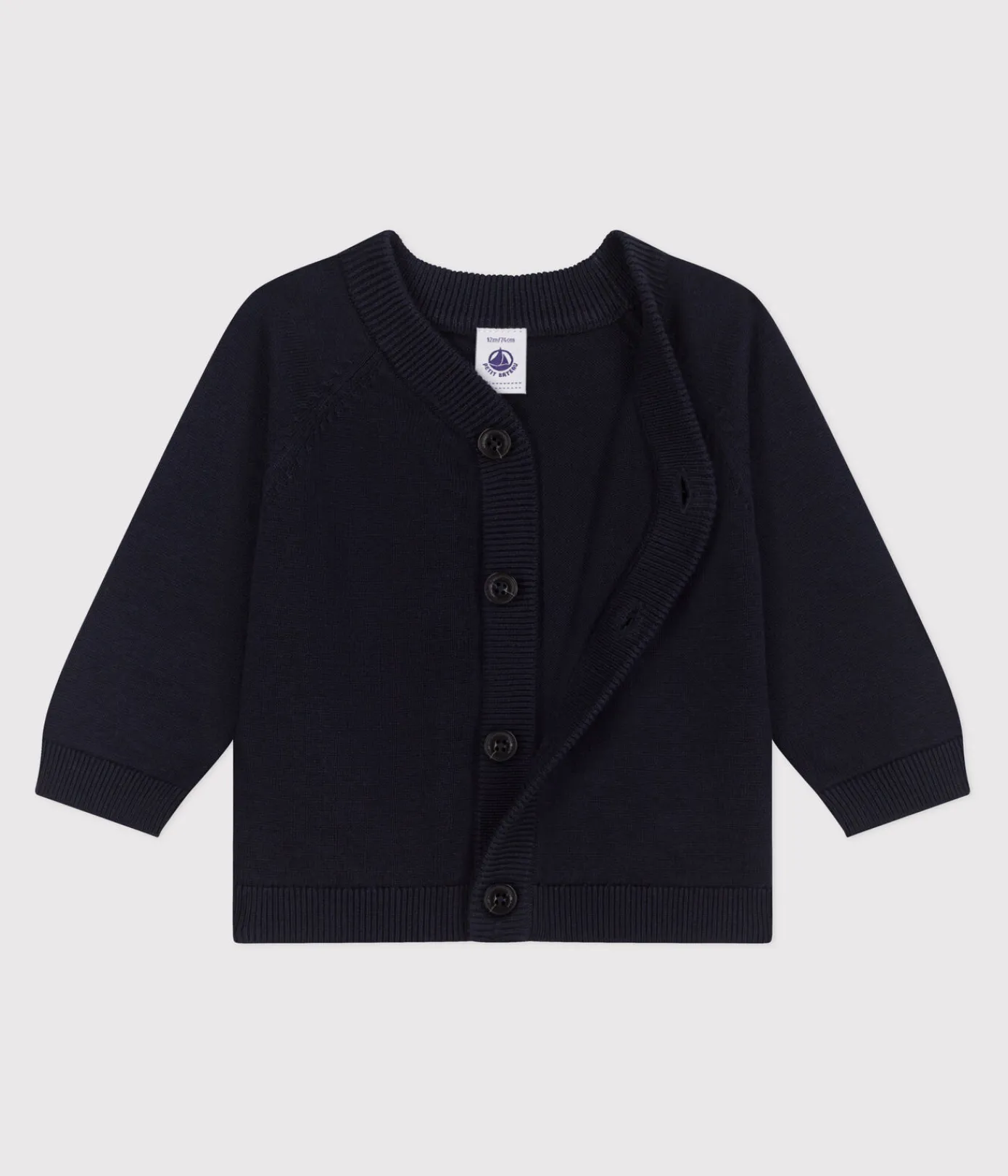 Petit Bateau Pullover, Cardigans*Baby-Cardigan aus einfarbiger Baumwolle blau SMOKING