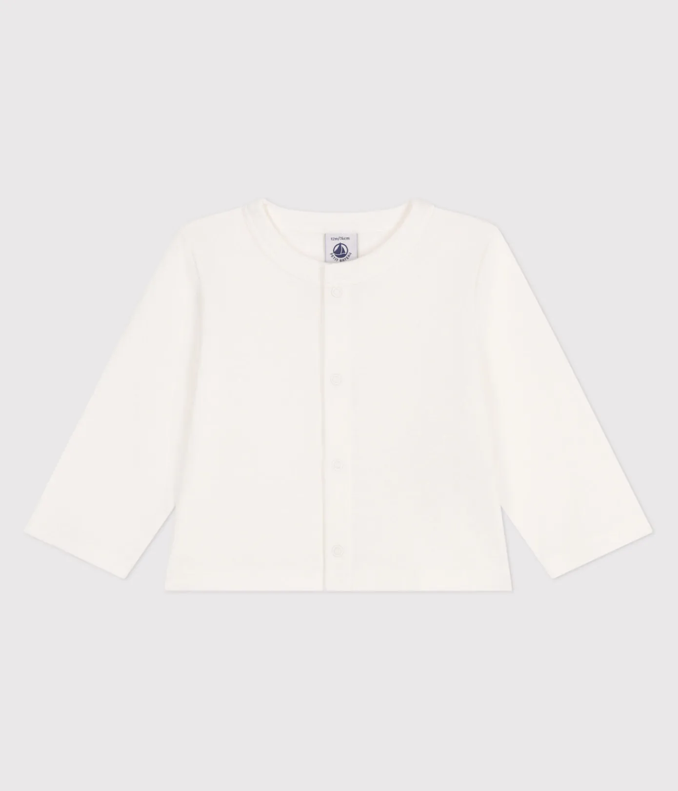 Petit Bateau Pullover, Cardigans*Baby-Cardigan aus einfarbiger Baumwolle weiss MARSHMALLOW