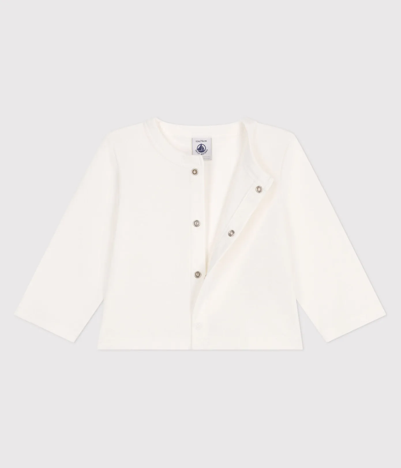 Petit Bateau Pullover, Cardigans*Baby-Cardigan aus einfarbiger Baumwolle weiss MARSHMALLOW