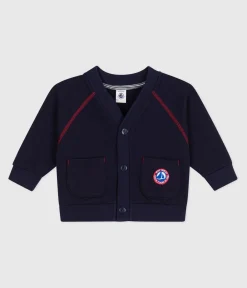 Petit Bateau Pullover, Cardigans*Baby-Cardigan aus einfarbiger Baumwolle mit farblich abgesetzten Nähten SOIR