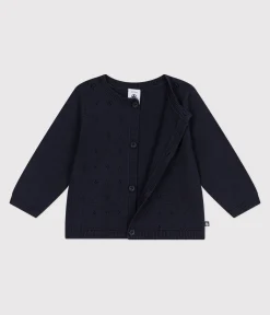 Petit Bateau Pullover, Cardigans*Baby-Cardigan aus einfarbigem Baumwollstrick blau SMOKING