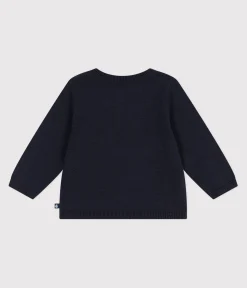 Petit Bateau Pullover, Cardigans*Baby-Cardigan aus einfarbigem Baumwollstrick blau SMOKING