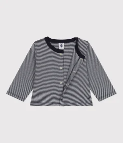 Petit Bateau Pullover, Cardigans*Baby-Cardigan aus gestreiftem Doppeljersey blau SMOKING/weiss MARSHMALLOW