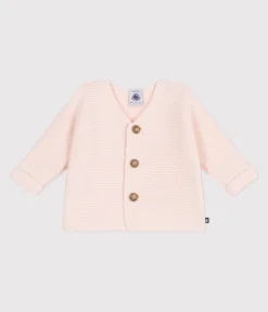 Petit Bateau Pullover, Cardigans|Newborn*Baby-Cardigan kraus rechts gestrickt aus Baumwolle rosa FLEUR