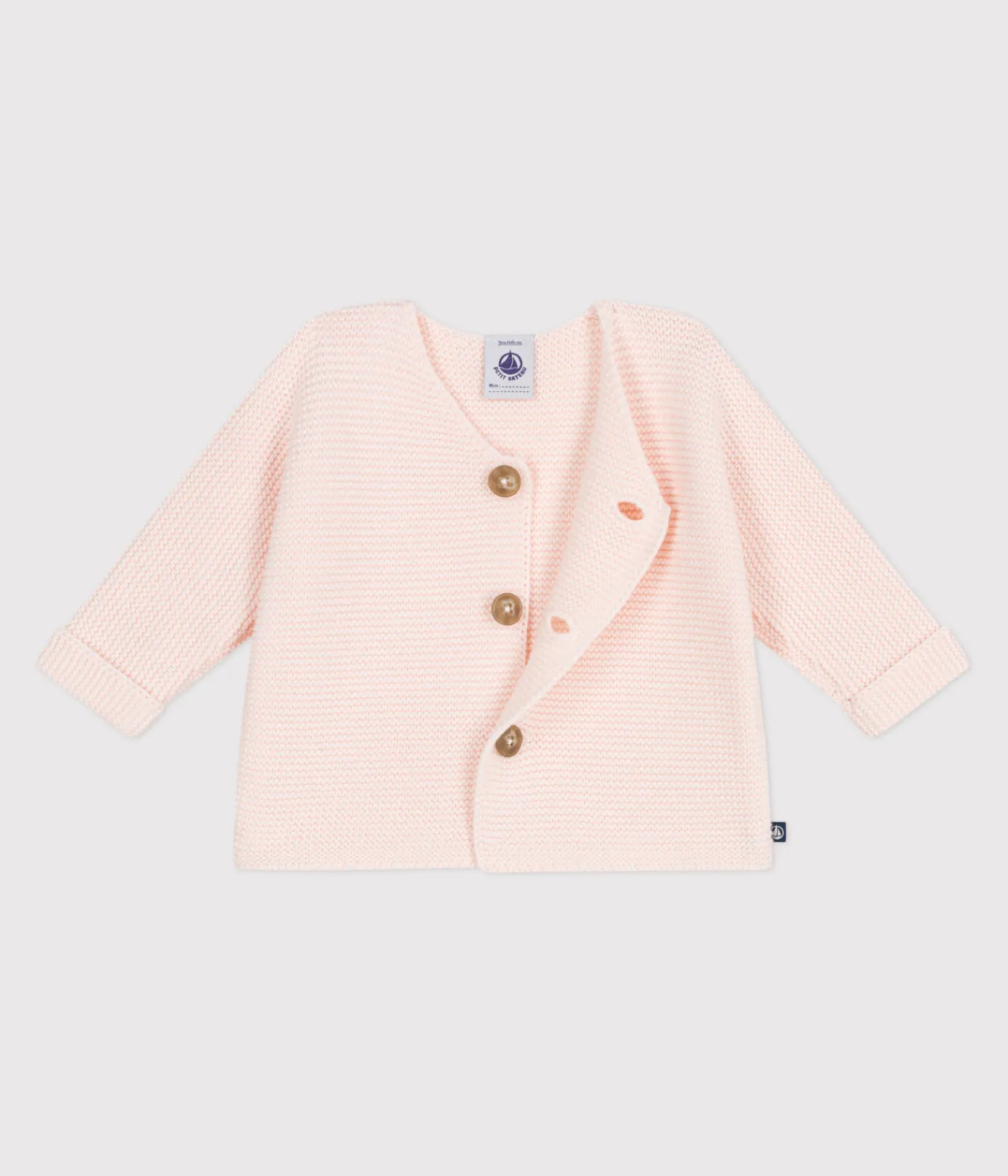 Petit Bateau Pullover, Cardigans|Newborn*Baby-Cardigan kraus rechts gestrickt aus Baumwolle rosa FLEUR