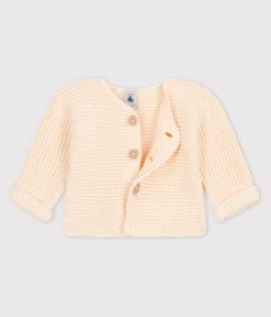 Petit Bateau Pullover, Cardigans|Newborn*Baby-Cardigan kraus rechts gestrickt aus Baumwolle naturfarben AVALANCHE