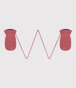 Petit Bateau Accessoires, Sonnenhüte, Caps*Baby-Fäustlinge aus Strick mit Fleece-Futter rosa ROSEWOOD