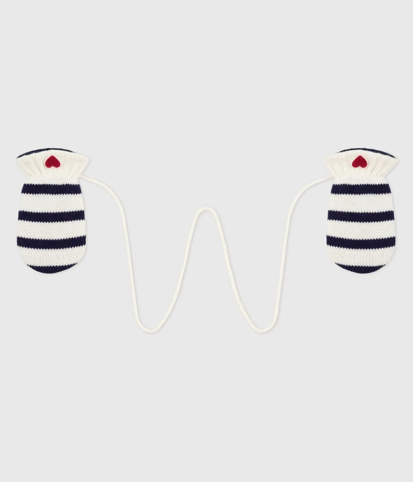 Petit Bateau Accessoires, Sonnenhüte, Caps*Baby-Fäustlinge aus Strick mit Streifen und Fleece-Futter blau MARSHMALLOW/ SOIR