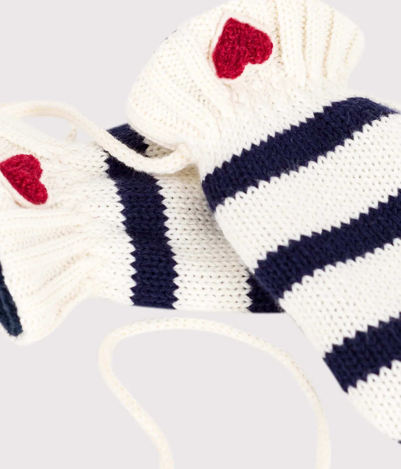 Petit Bateau Accessoires, Sonnenhüte, Caps*Baby-Fäustlinge aus Strick mit Streifen und Fleece-Futter blau MARSHMALLOW/ SOIR