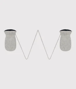 Petit Bateau Accessoires, Sonnenhüte, Caps*Baby-Fäustlinge aus Strick mit Fleece-Futter grau CHATON CHINE