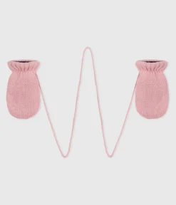 Petit Bateau Accessoires, Sonnenhüte, Caps*Baby-Fäustlinge aus Strick mit Fleece-Futter rosa CHARME