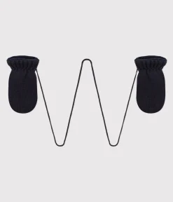 Petit Bateau Accessoires, Sonnenhüte, Caps*Baby-Fäustlinge aus Strick mit Fleece-Futter blau SMOKING