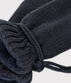 Petit Bateau Accessoires, Sonnenhüte, Caps*Baby-Fäustlinge aus Strick mit Fleece-Futter blau SMOKING