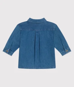 Petit Bateau T-Shirts, Oberteile*Baby-Hemd aus einfarbigem Jeansstoff blau DENIM CLAIR