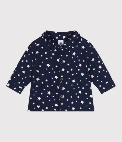 Petit Bateau T-Shirts, Oberteile*Baby-Hemd aus Flanell blau MEDIEVAL/weiss MARSHMALLOW