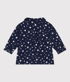 Petit Bateau T-Shirts, Oberteile*Baby-Hemd aus Flanell blau MEDIEVAL/weiss MARSHMALLOW