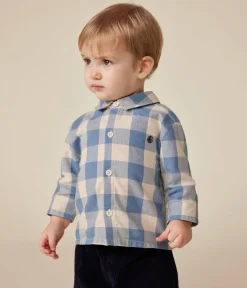 Petit Bateau T-Shirts, Oberteile*Baby-Hemd aus Flanell blau BEACH/ AVALANCHE