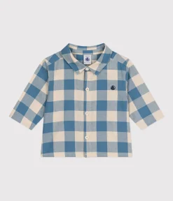 Petit Bateau T-Shirts, Oberteile*Baby-Hemd aus Flanell blau BEACH/ AVALANCHE