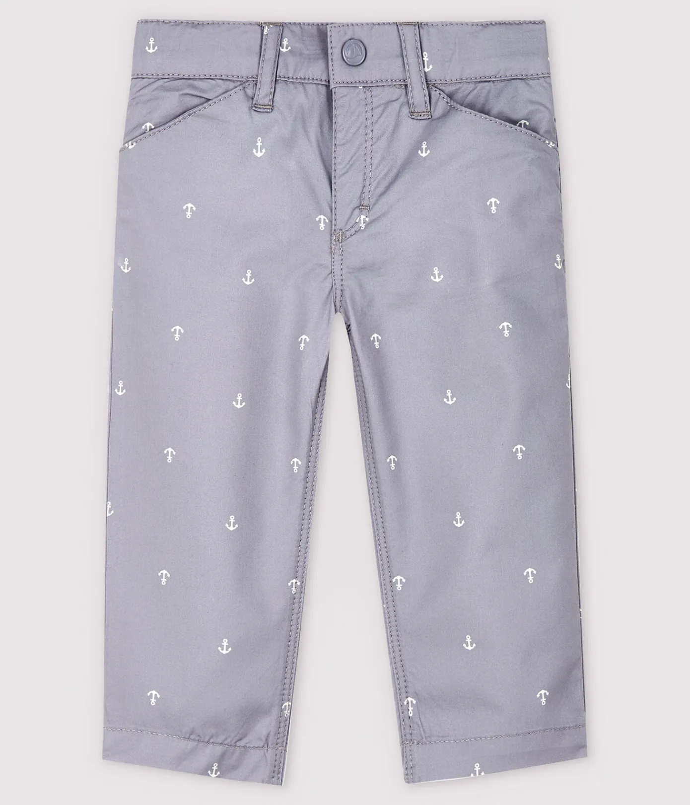 Petit Bateau Shorts, Hosen, Leggings*Baby-Hose aus besticktem Twill Jungen grau CONCRETE