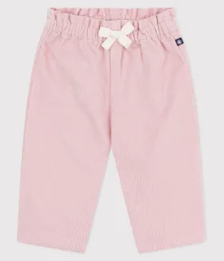 Petit Bateau Shorts, Hosen, Leggings*Baby-Hose aus einfarbigem Fein-Cord und bestickter Tasche hinten rosa JOLI
