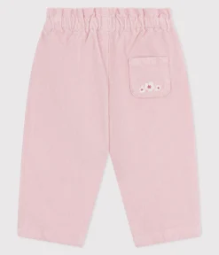 Petit Bateau Shorts, Hosen, Leggings*Baby-Hose aus einfarbigem Fein-Cord und bestickter Tasche hinten rosa JOLI