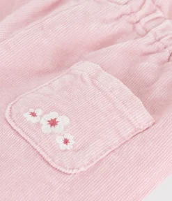 Petit Bateau Shorts, Hosen, Leggings*Baby-Hose aus einfarbigem Fein-Cord und bestickter Tasche hinten rosa JOLI