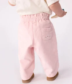 Petit Bateau Shorts, Hosen, Leggings*Baby-Hose aus einfarbigem Fein-Cord und bestickter Tasche hinten rosa JOLI