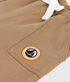 Petit Bateau Shorts, Hosen, Leggings*Baby-Hose aus einfarbiger Baumwolle mit Aufnäher im Cargo-Stil beige ROCHE CLAIR