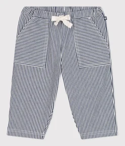 Petit Bateau Shorts, Hosen, Leggings*Baby-Hose aus Leinenstoff blau MEDIEVAL/weiss MARSHMALLOW