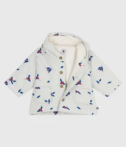 Petit Bateau Jacken, Anoraks*Baby-Kapuzenmantel aus wattiertem Popeline mit Beerenmuster CO2/ MULTICO