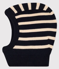Petit Bateau Accessoires, Sonnenhüte, Caps*Baby-Kapuzenmütze mit Streifenmuster blau SMOKING/ AVALANCHE