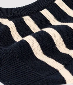 Petit Bateau Accessoires, Sonnenhüte, Caps*Baby-Kapuzenmütze mit Streifenmuster blau SMOKING/ AVALANCHE