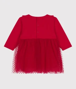 Petit Bateau Kleider*Baby-Kleid aus Baumwolle und Tüll COULIS