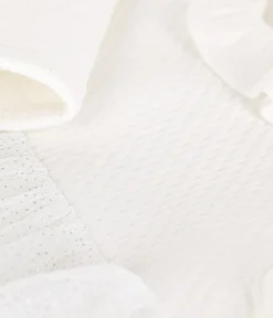 Petit Bateau Kleider*Baby-Kleid aus Doppeljersey und Tüll weiss MARSHMALLOW/grau ARGENT