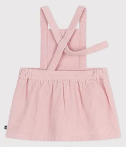 Petit Bateau Kleider*Baby-Kleid aus Fein-Cord mit Blumenstickerei am Bund rosa JOLI