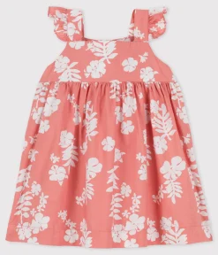 Petit Bateau Kleider*Babykleid aus Popeline mit Hawaii-Print rosa PAPAYE/ MARSHMALLOW