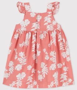 Petit Bateau Kleider*Babykleid aus Popeline mit Hawaii-Print rosa PAPAYE/ MARSHMALLOW