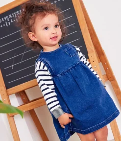 Petit Bateau Kleider*Babykleid aus umweltverträglichem Denim blau BLEU DELAVE