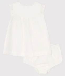 Petit Bateau Kleider*Baby-Kleid mit Bloomers in Broderie Anglaise weiss MARSHMALLOW