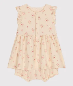 Petit Bateau Kleider|Newborn*Baby-Kleid und -Bloomer aus leichtem Jerseystoff weiss AVALANCHE/ MULTICO