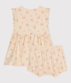 Petit Bateau Kleider|Newborn*Baby-Kleid und -Bloomer aus leichtem Jerseystoff weiss AVALANCHE/ MULTICO