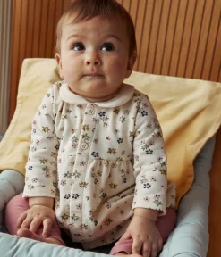 Petit Bateau Kleider|Newborn*Baby-Kleid und Leggings aus Baumwolle weiss AVALANCHE/ MULTICO