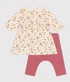 Petit Bateau Kleider|Newborn*Baby-Kleid und Leggings aus Baumwolle weiss AVALANCHE/ MULTICO