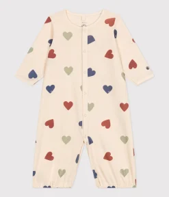 Petit Bateau Schlafanzüge, Strampler|Newborn*Baby-Kombi-Overall aus Baumwolle mit Herzmotiv weiss AVALANCHE/ MULTICO