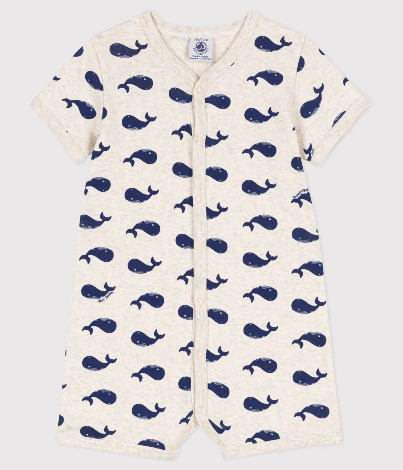 Petit Bateau Schlafanzüge, Strampler|Sets, Overalls & Latzhosen*Baby-Kurzoverall aus Baumwolle mit Walmotiv beige MONTELIMAR/blau MEDIEVAL