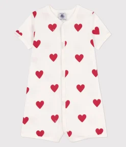 Petit Bateau Schlafanzüge, Strampler|Sets, Overalls & Latzhosen*Baby-Kurzoverall aus Baumwolle mit Herzen weiss MARSHMALLOW/ROT TERKUIT