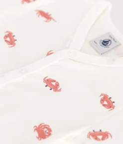Petit Bateau Schlafanzüge, Strampler|Sets, Overalls & Latzhosen*Baby-Kurzoverall aus Baumwolle mit Krebs-Motiv weiss MARSHMALLOW/weiss MULTICO