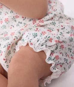 Petit Bateau Schlafanzüge, Strampler|Sets, Overalls & Latzhosen*Baby-Kurzoverall aus Baumwolle mit Blumenmotiv weiss MARSHMALLOW/weiss MULTICO